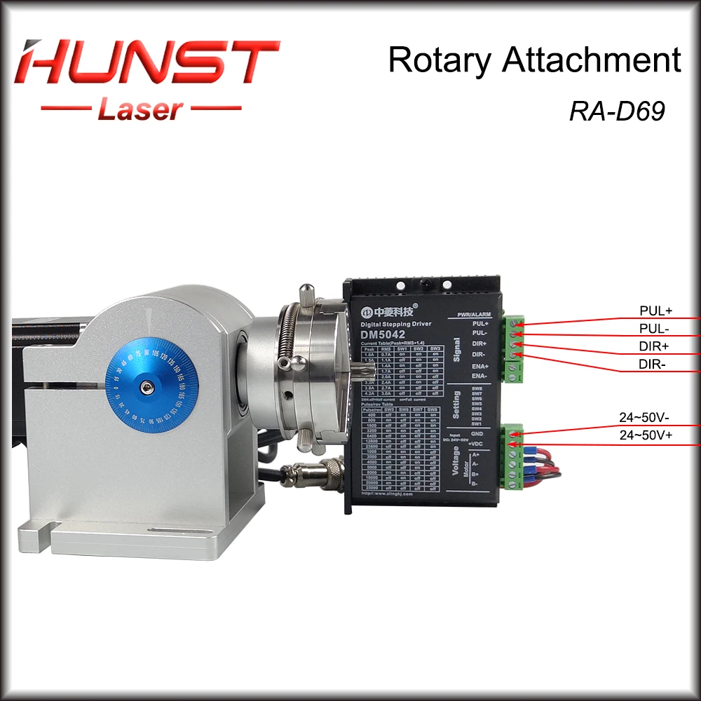 Hunst Fiber Laser Marking Ring Rotary Parts With Driver Worktable Diameter 3-91mm Laser Engrave D69 Rotary Attachment enlarge