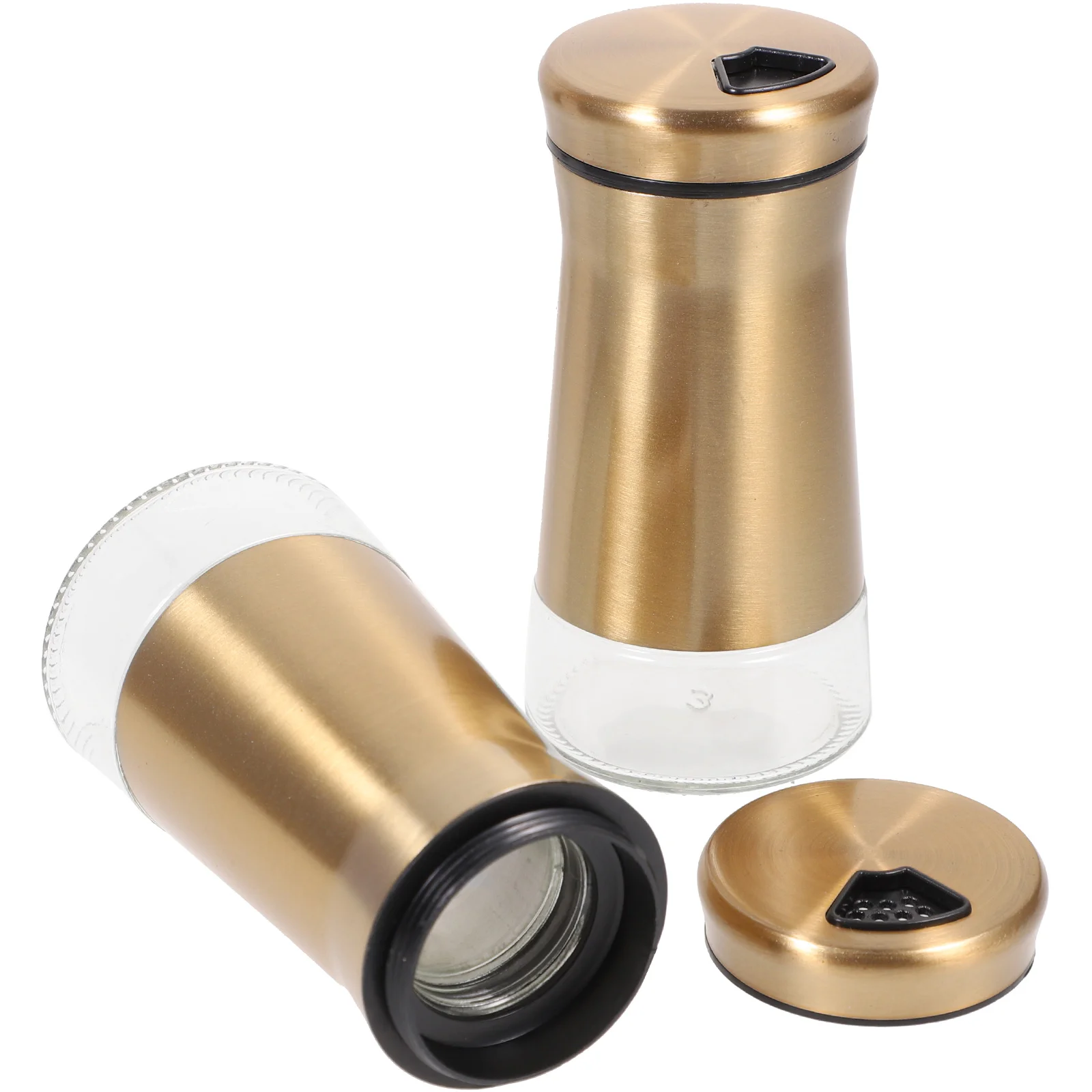 

2 Pcs Stainless Steel Glass Sauce Container Gold Salt Mini Terrarium Fogger Containers Kitchen Container Multipurpose Glass