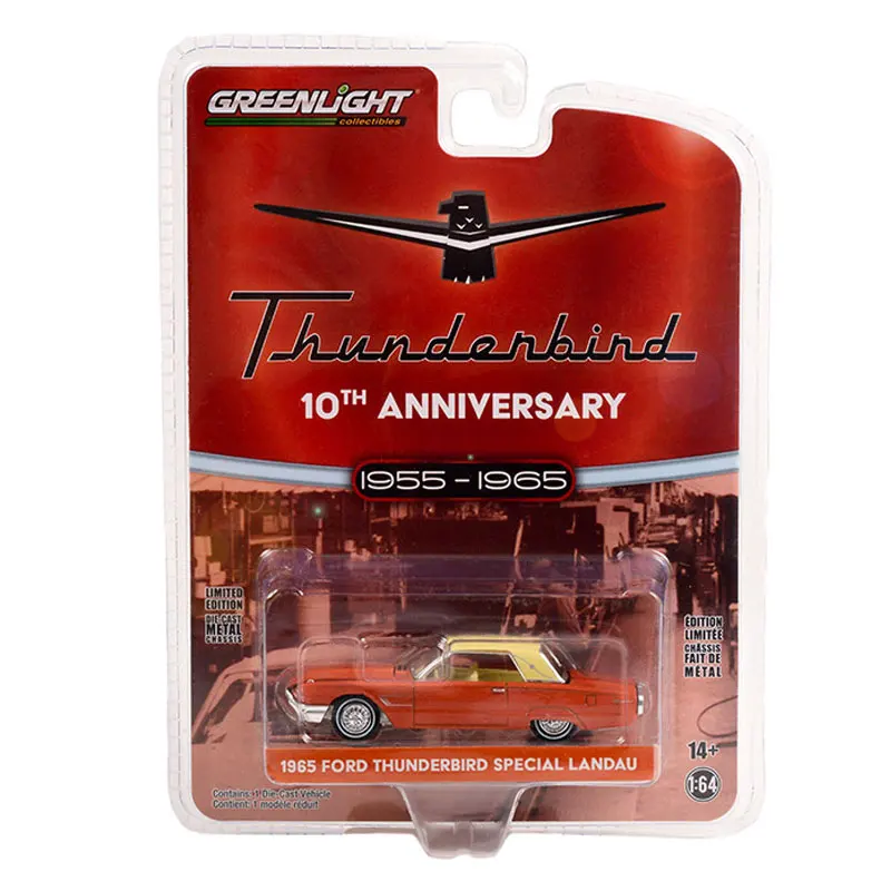 

Модель автомобиля GreenLight, литый под давлением, 1/64, Ford Thunderbird Special Landau, металлическая игрушка для мальчиков на 10-ю годовщину