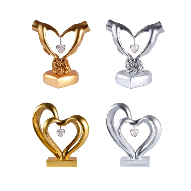 

Nordic Style Heart Sculpture Resin Love Statue Figurines Wedding Home Living-Room Desktop Ornaments Valentines Day Gift