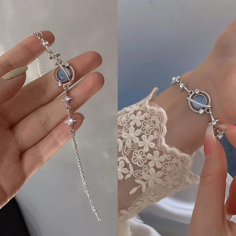 

Модный браслет с синей планетой, Подростковый браслет в стиле хип-хоп, женская бижутерия, подарки