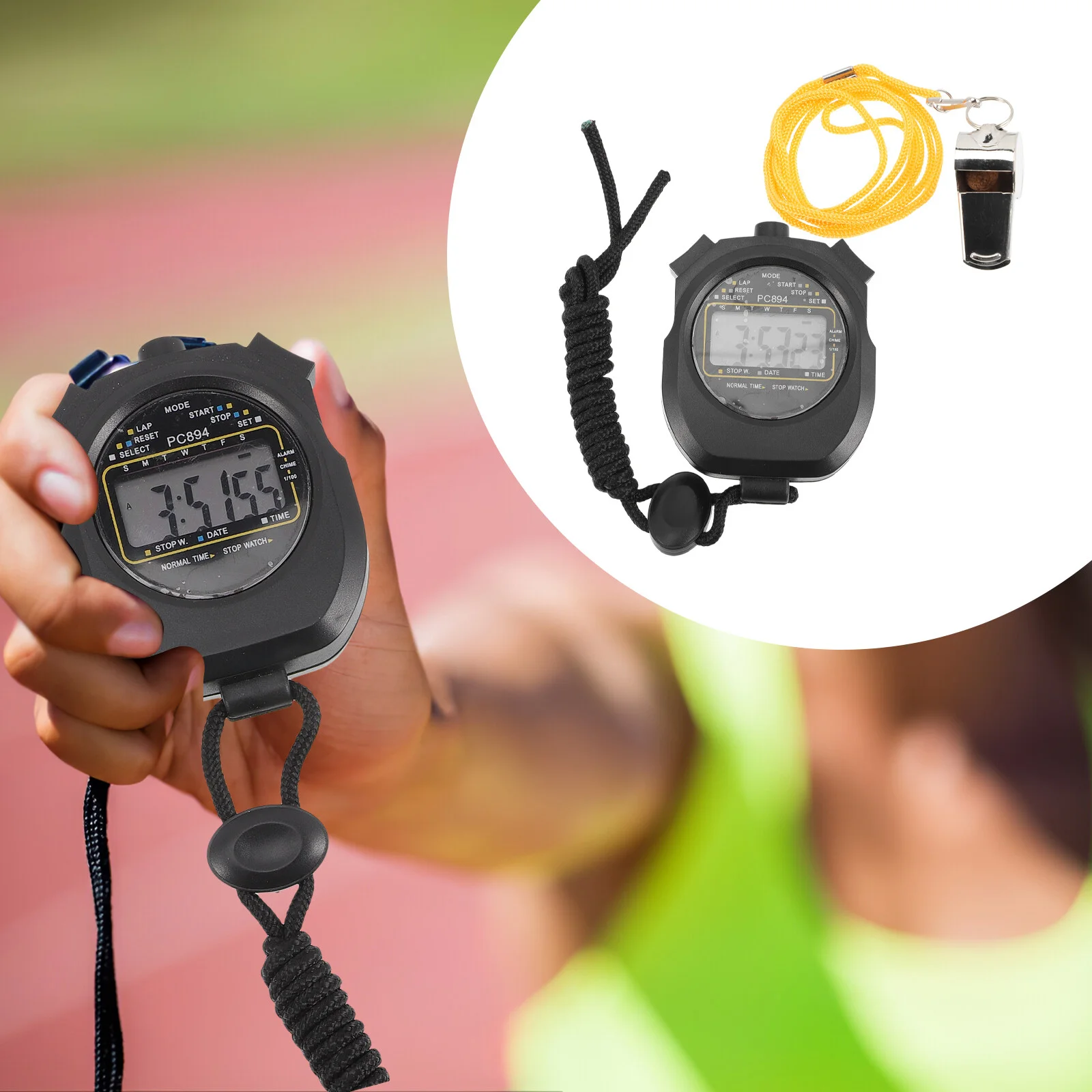 

Stopwatch Whistle Running Digital Timer Coaches Large Referees Watches Abs Lcd Fitness Sports Supply