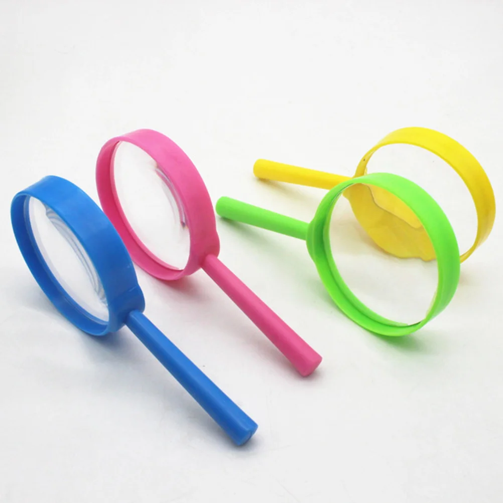 

4 Pcs Colorful Magnifying Glass Toys Handheld Mirror Kids Glasses Plastic Shelf