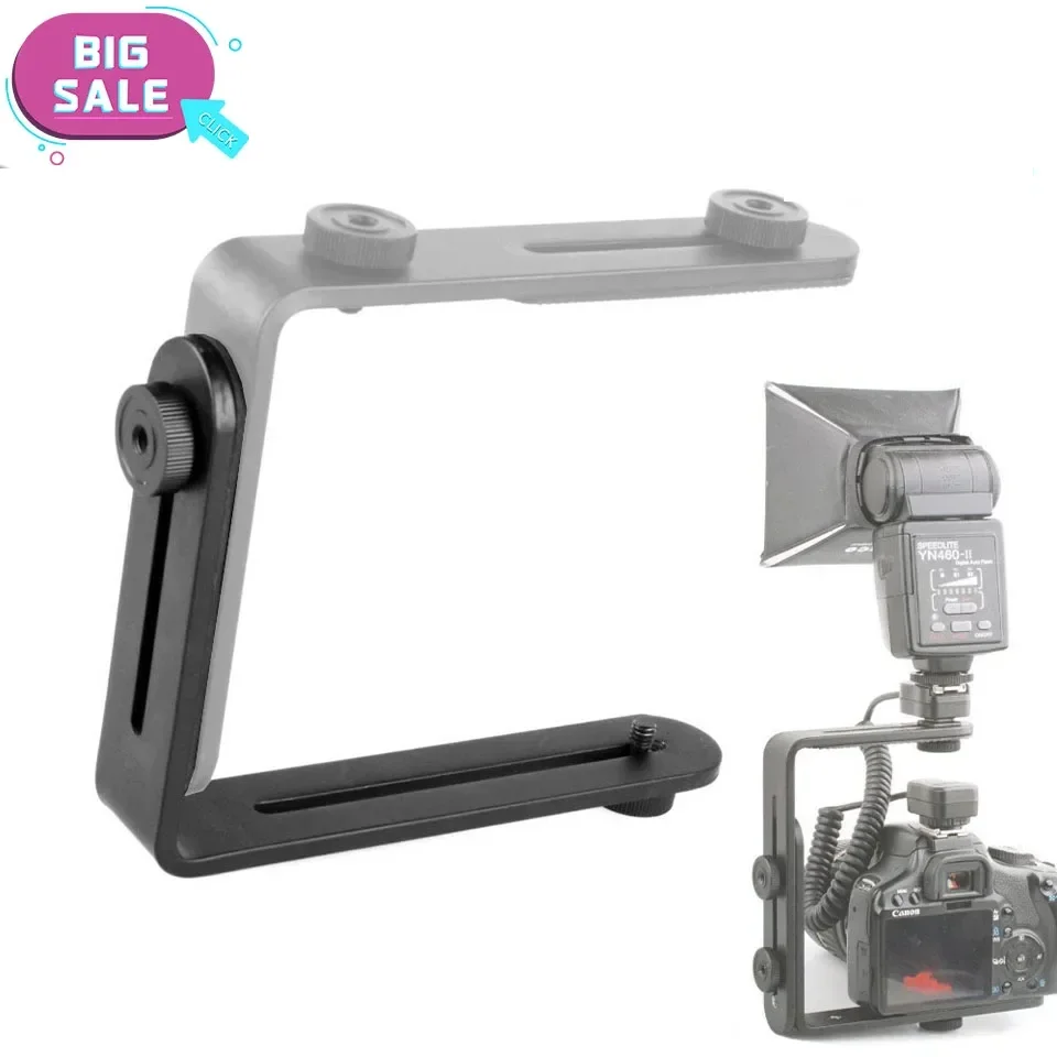 

Кронштейн для вспышки для камеры, L-образный кронштейн, двусторонняя рамка, один L-образный кронштейн для Canon, Nikon, адаптер, аксессуары