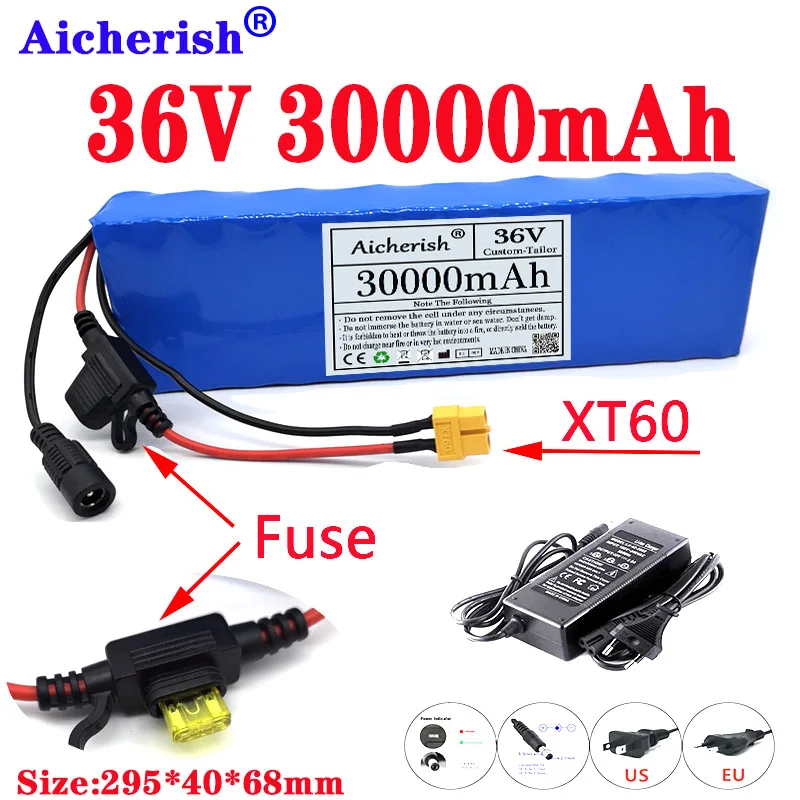 

E-Bike 36V 10s3p 30Ah Lithium Batterij Pack 18650 Li-Ion 350W 600W Motorfiets Elektrische Scooter Batterijen Ingebouwde 20A Bms