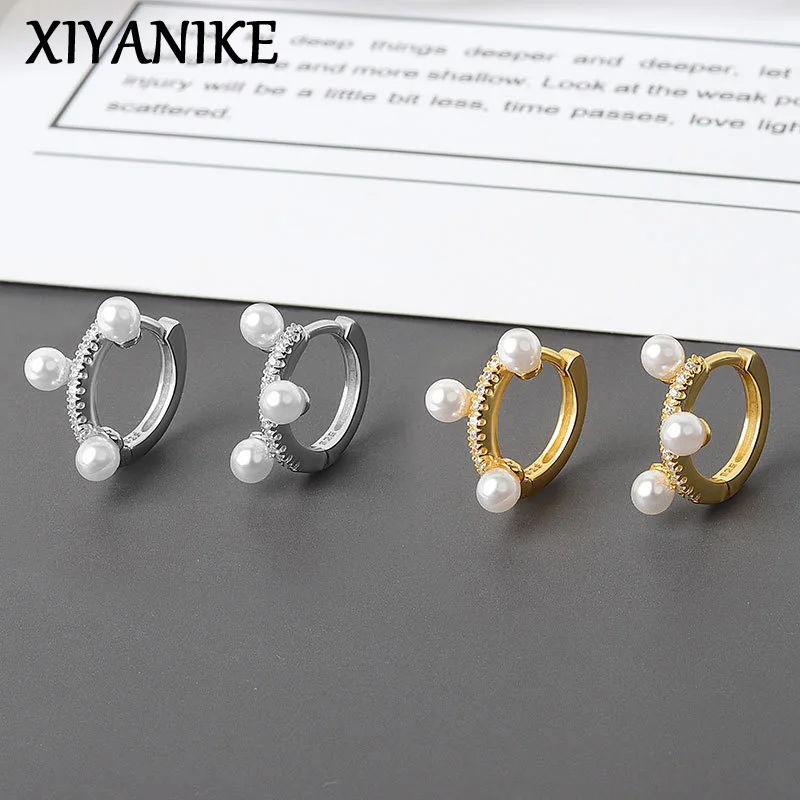 

XIYANIKE Minimalist Airy Pearls Hoop Earrings For Women Girl Fashion New Jewelry Bosom Friend Gift Party Wedding серьги женские