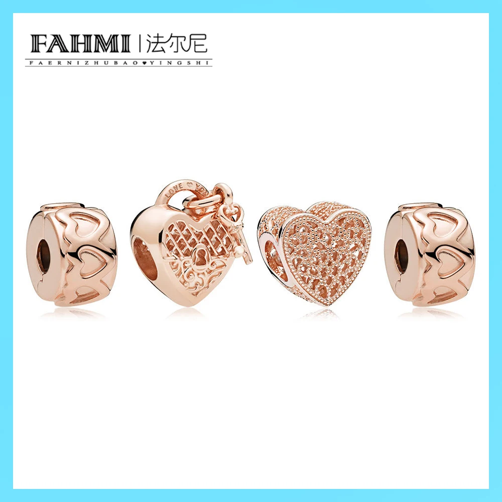 

FAHMI 100% 925 Sterling Silver ROSE LOVE IS ALL AROUND CHARM PACK Original Jewelry Suitable DIY Bracelet Gift Factory Direct