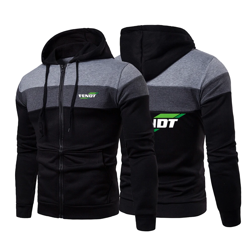 

2022 New Men's Fnedt Printing Fashion Movement Three-color Stitching Hoodie Comfortable Popular Hooded Casual Zipper Jacket Coat