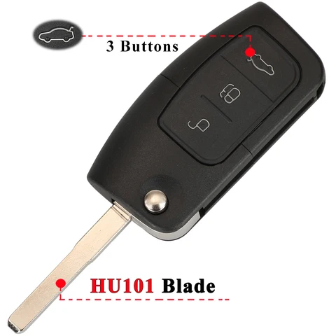 Jingyuqin 3 buton modificat Flip Flip Folling Telecomandă Cocoș de tastă pentru Ford Focus 2 3 Mondeo Fiesta Galaxy C-MAX CHEIE FOB CASE