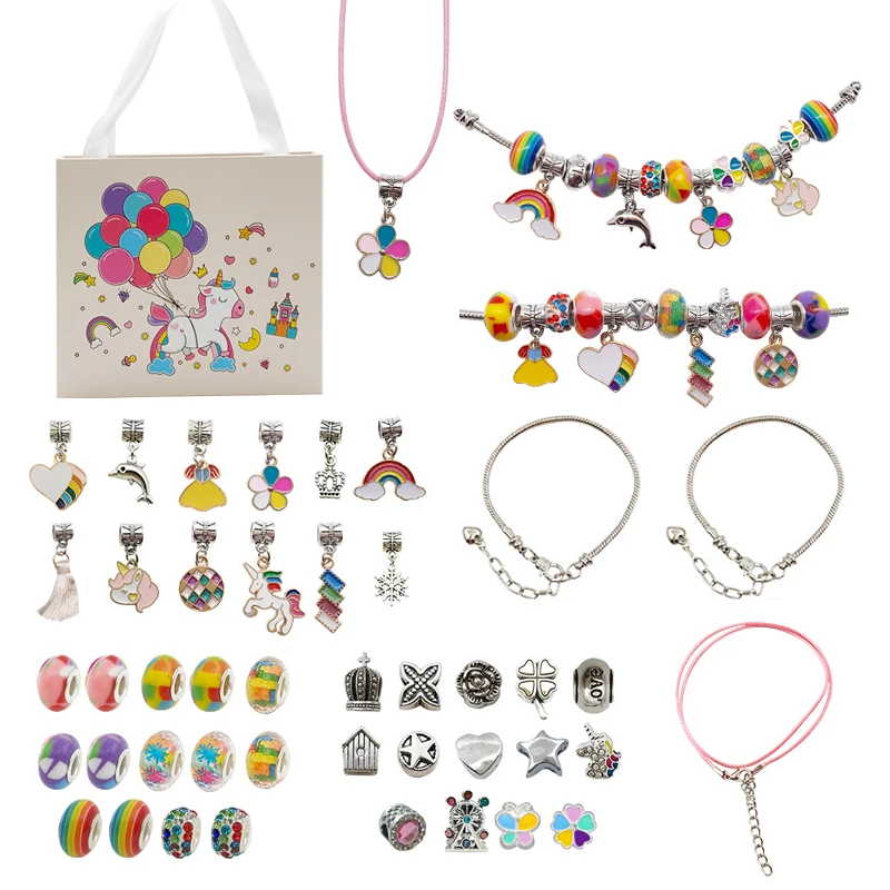 Набор браслетов Pandora в европейском стиле с шармами красочные бусины из смолы