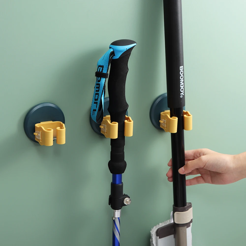 

1/3 Pcs Strong Holder Bathroom Organizer Broom Mop Hooks Wall Mounted Adhesive Multi-purpose Hook Doors Kitchen Hanger Tool