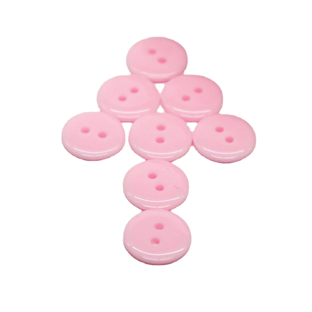 

100PCs Decorative Buttons Pink 2 Holes 12.5mm Sewing Resin Buttons Flatblck Scrapbooking S1013