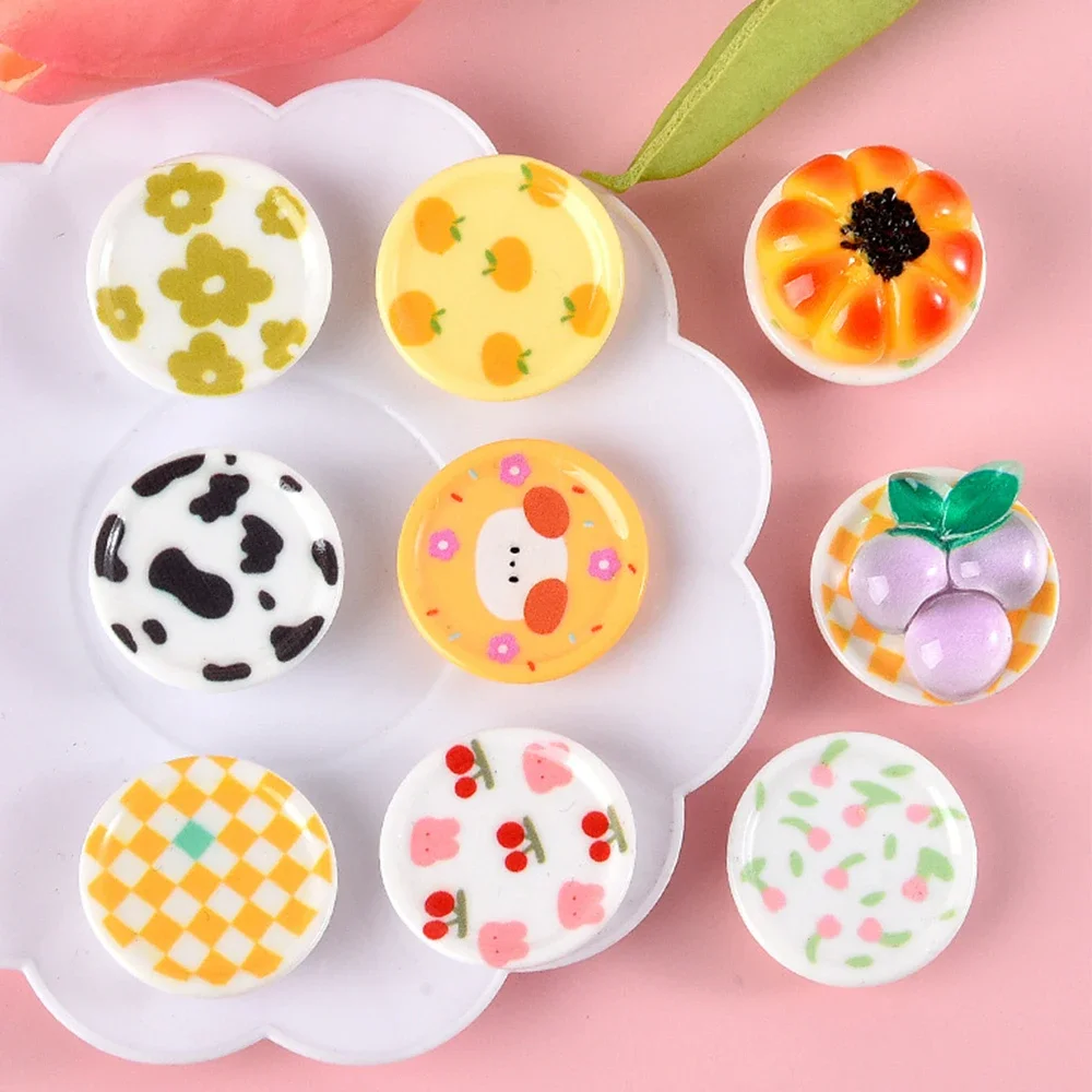 10 шт. блестящие тарелки с мультяшным принтом серия смол кабошоны плоской задней