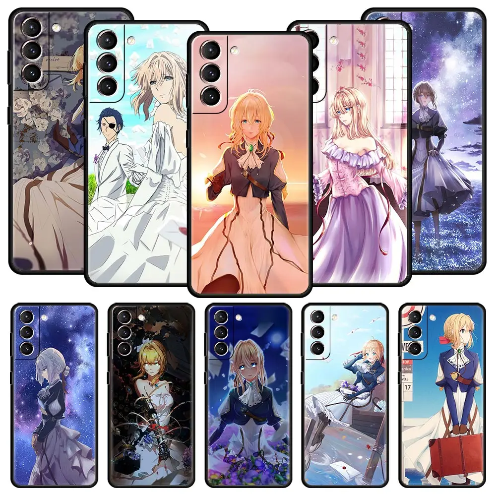 

Violet Evergarden Anime Case For Samsung Galaxy S22 Ultra S21 S20 FE 5G S10 S9 S8 Plus S10E Note 10 20 Lite Phone Cover Black