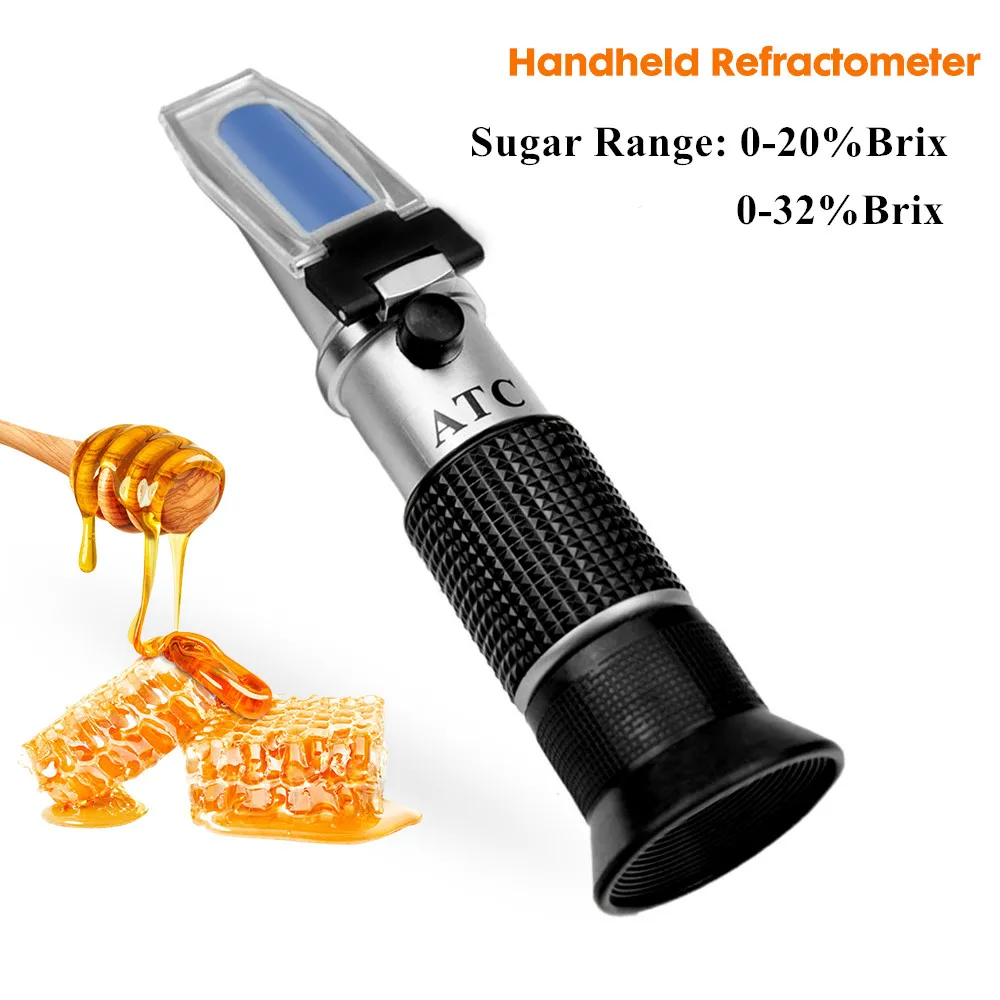 

Handheld Sugar Refractometer 0~32% Brix Tester with ATC Sugar Water Content Measure Juice Brix 0~20% Sugar Concentration Meter