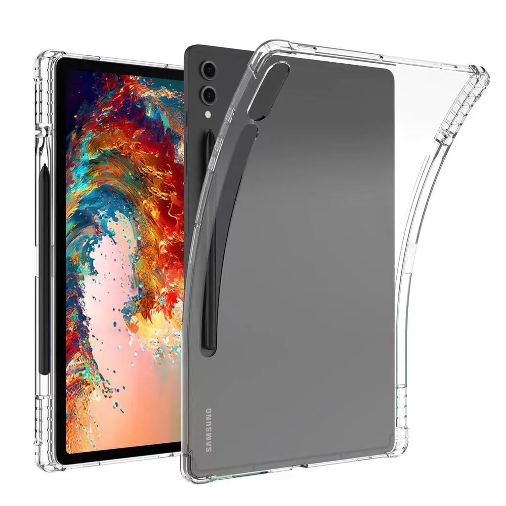 

Soft TPU Back Cover For Samsung Galaxy Tab S9 Plus S9Ultra 14.6 S9+ 12.4 11 inch Tablet Pencil Holder Case Shockproof Airbags