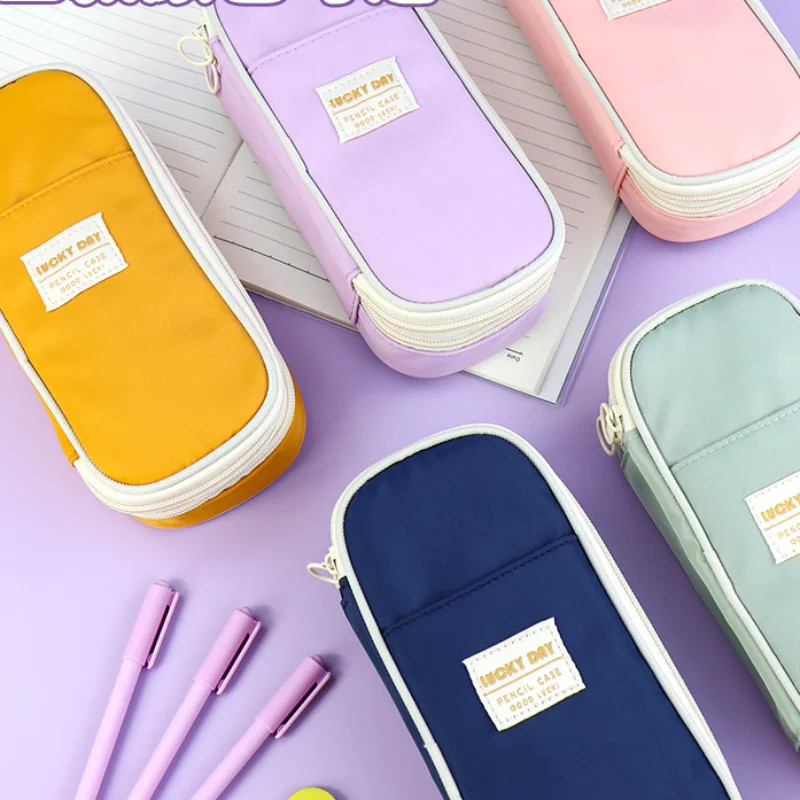 

Macaron Color Pencil Bag Large Capacity Pen Case Pencil Pouch for Girls Office Student Stationery Organizer School Supplies