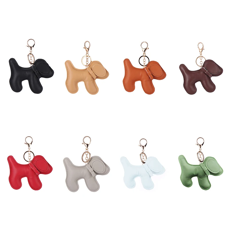 

PU Leather Cute Animal Dog Puppy Shape Keychain Color Pendant Decoration For Ladies Bag Charm Accessories Ornament Gifts