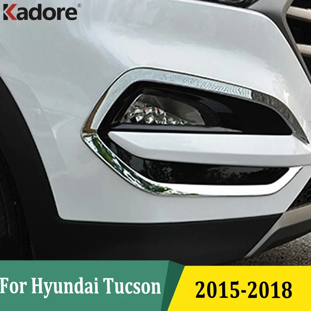 Для Hyundai Tucson 2015 2016 2017 2018 хромированная передняя противотуманная фара, накладка на противотуманную фару, наклейка на внешние аксессуары автомобиля