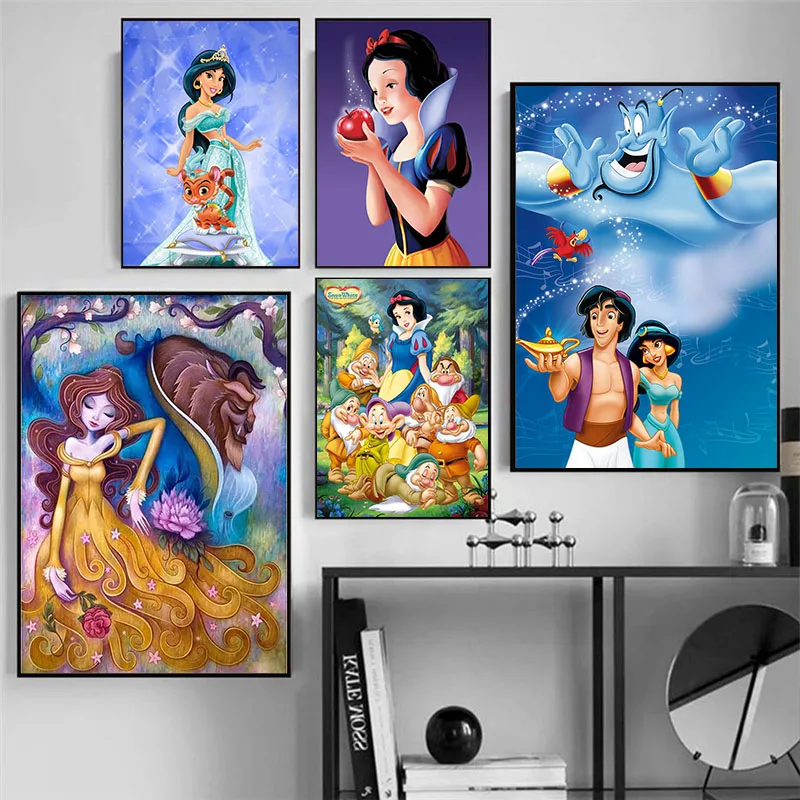 

Disney Anime Canvas Painting Snow White Cinderella Princess Posters and Cartoon Prints Wall Art Pictures for Living Room Decor