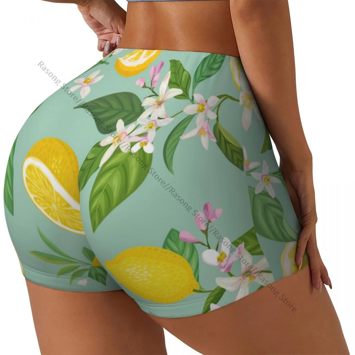 Женские шорты для йоги с растениями фруктами лимоном цветами тренировок