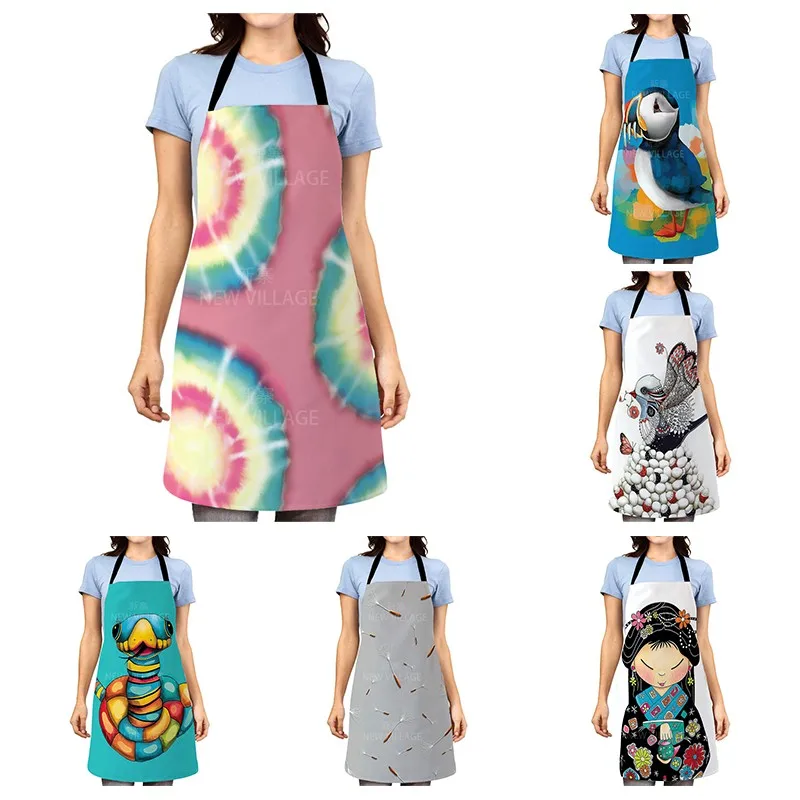 

Фартуки кухонные детские с мультяшным принтом, индивидуальное украшение, Необычные льняные принадлежности для уборки, 55 х68 см