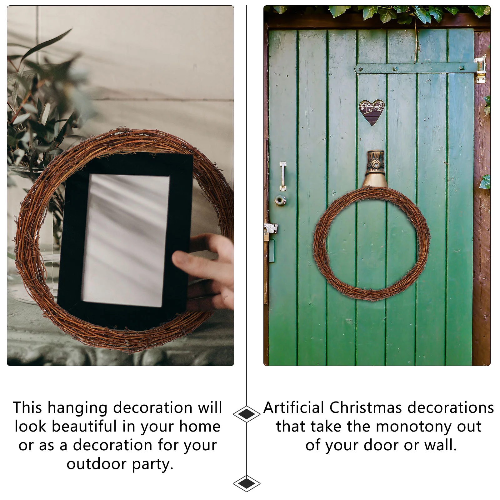 

Wreath Rattan Ring Christmas Natural Decor Vine Door Craft Grapevine Diy Garland Wall Branch Hanging Material Party Frame