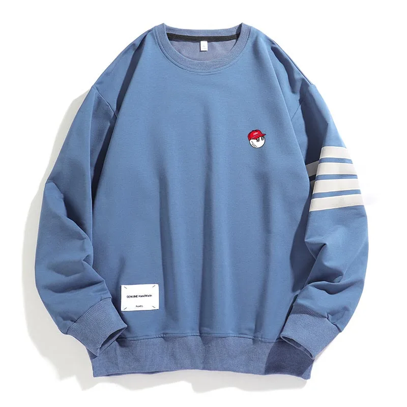Malbon Spring and autumn men's golf hoodie striped round neck loose long sleeve pullover