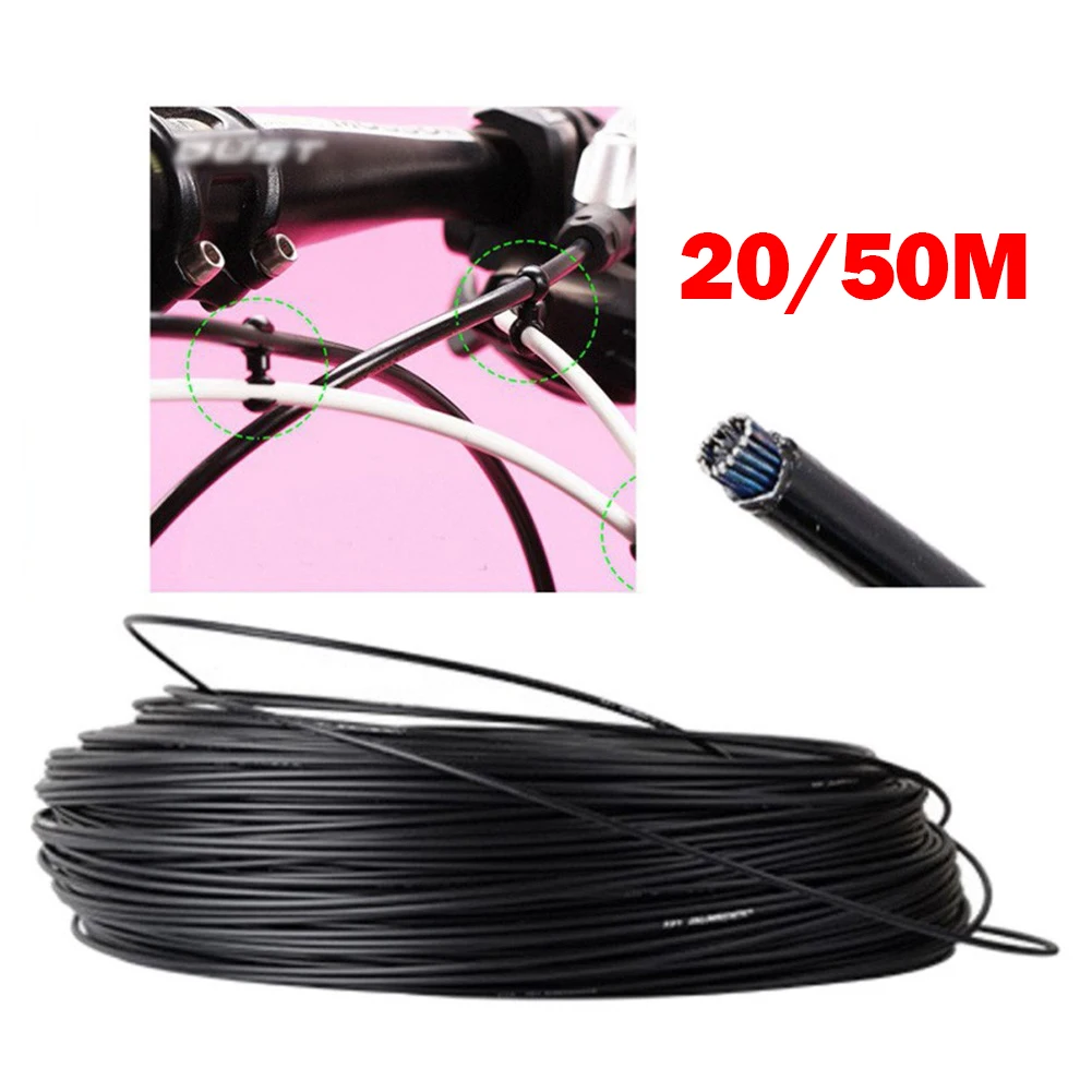 

20/50M Universal Bike Cable Cap 4/5mm Bicycle Shifter Derailleur V Brake Cables Bicycle Housing Outer Casing Protective Cover