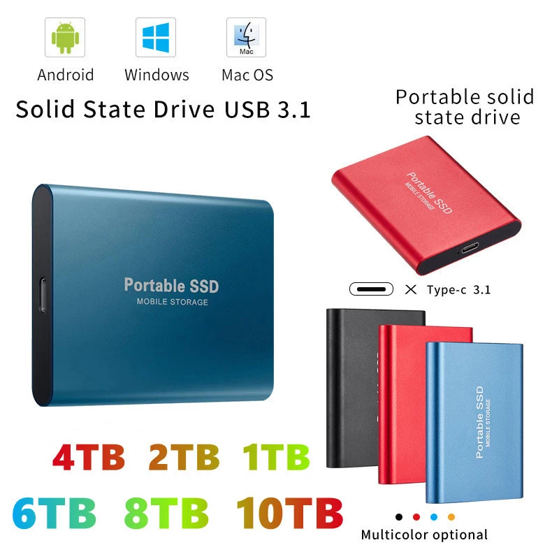 2TB 1TB SSD External Hard Drive HD Externo USB HDD Storage Device Hard Drive Desktop Notebook Computer 3.5 to 5.25 Adapter