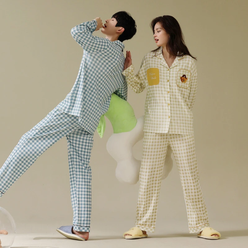 

Осенняя Повседневная Пижама, женская одежда для сна с отложным воротником и длинным рукавом, штаны, комплекты из 2 предметов, Корейская Пижа...