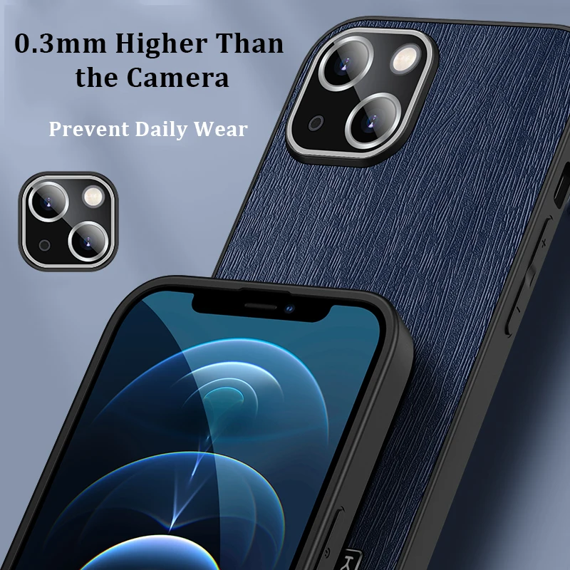 

Luxury Tree Grain Leather Phone Case For iPhone 14 13 12 11 Pro Max Plus XS XR With Camera Protection Silicone Shockproof Cover
