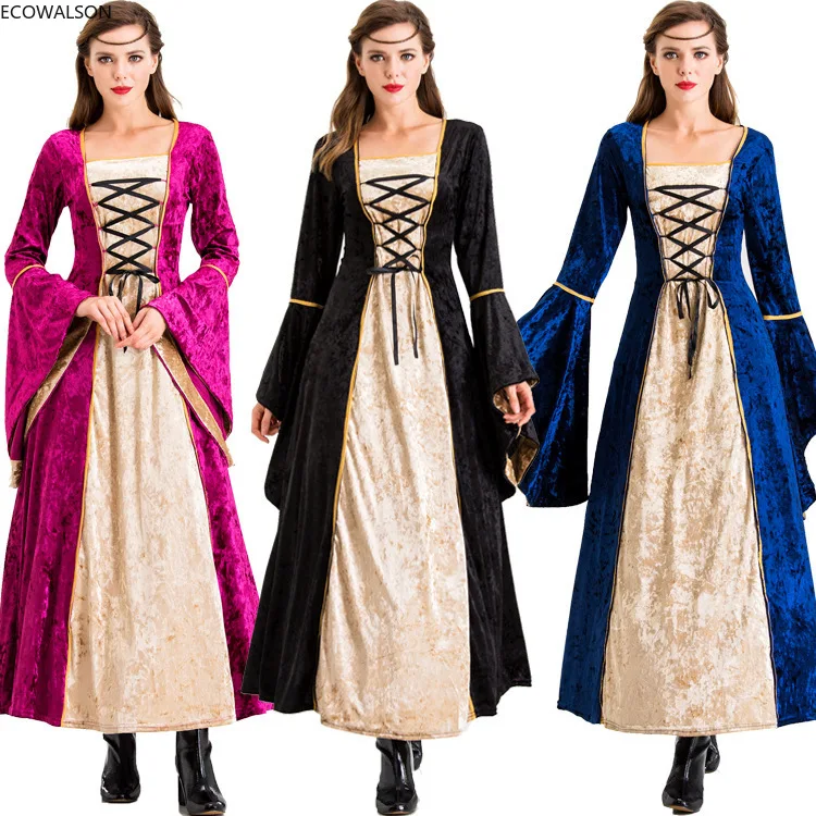 

Women's Medieval Costume Vintage Renaissance Princess Dress Square Collar Palace Queen Vestido Medieval Disfraz Mujer Cosplay 50