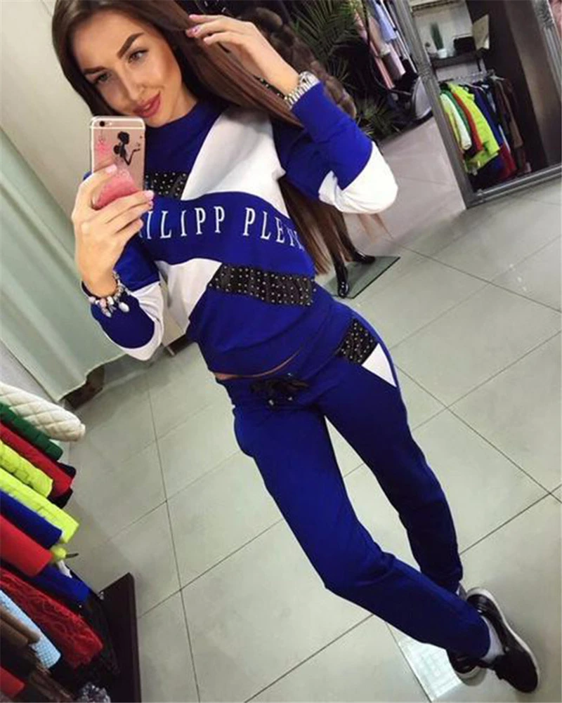 

Tracksuit Women Two Piece Set Spring Autumn Colorblock Matching Sets Long Sleeve Pullover Top And Pants Sweatsuits Jogging Femme
