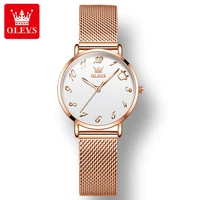 olevs 5870 quartz super thin high quality women wristwatch genuine leather strap fashion waterproof watch for women