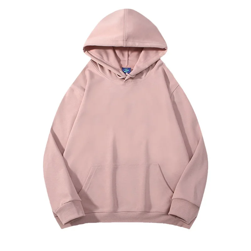 

Hoodies mens and womens large solid color loose composite hoodies with long-sleeved T black
