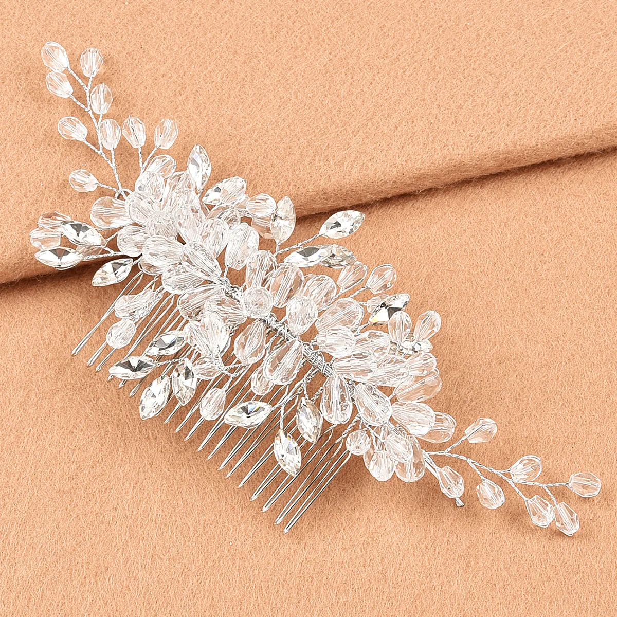 

Girl's Hair Combs Silver Crystal Handmade Fairy Sweet Headdress Dancing Prom Bridal Hair Accessories For Women NOV99