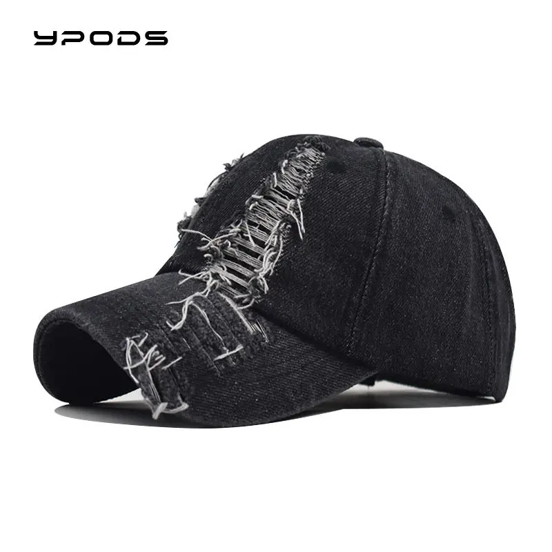 

Men's and Women's Tattered Cap Trendy Wash Cotton Tattered Cowboy Baseball Cap Simple Light Plate Hat Gorras Hombre