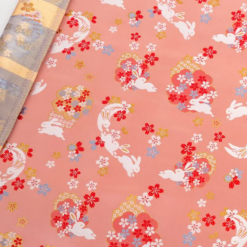 Nishijin жаккардовая ткань 150 см с золотым кроликом, японская блузка Cheongsam, тибетский монгольский халат, чайный коврик, материал (art.: 3920cd7b0728c) - 3920cd7b0728c