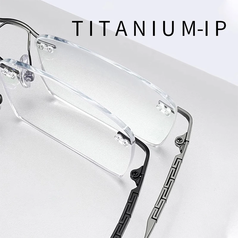 Новинка 2024 мужские очки Xbora из чистого титана без оправы квадратные оправа
