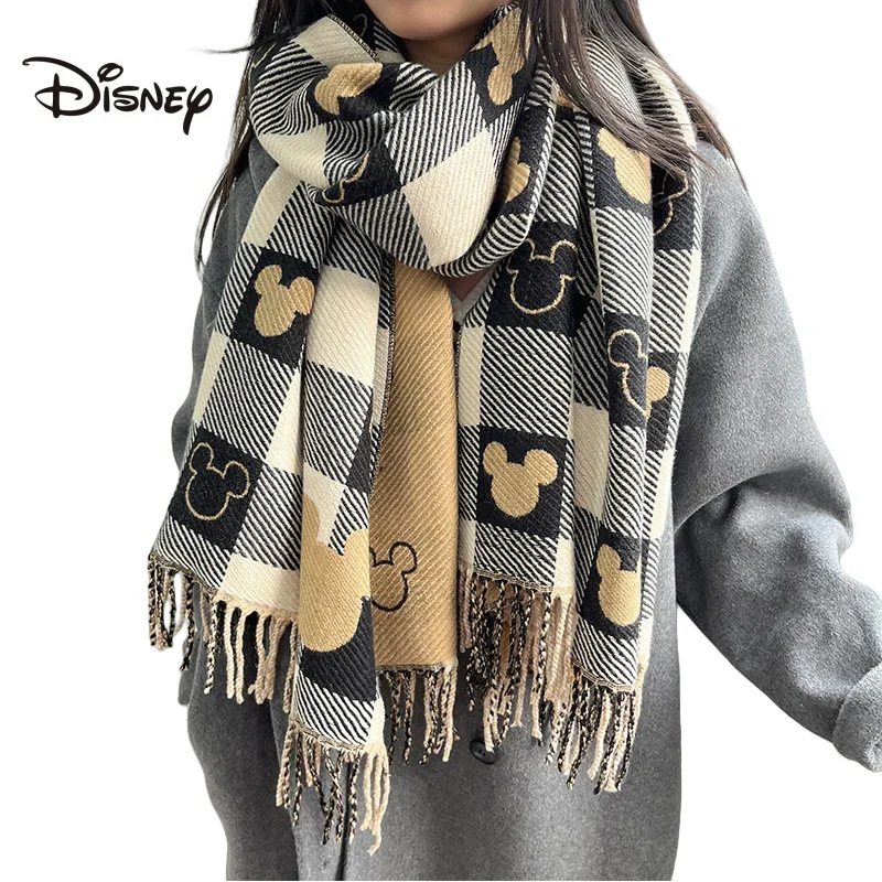 Двусторонний вязаный шарф с Микки Диснеем милый мультяшный большой шаль