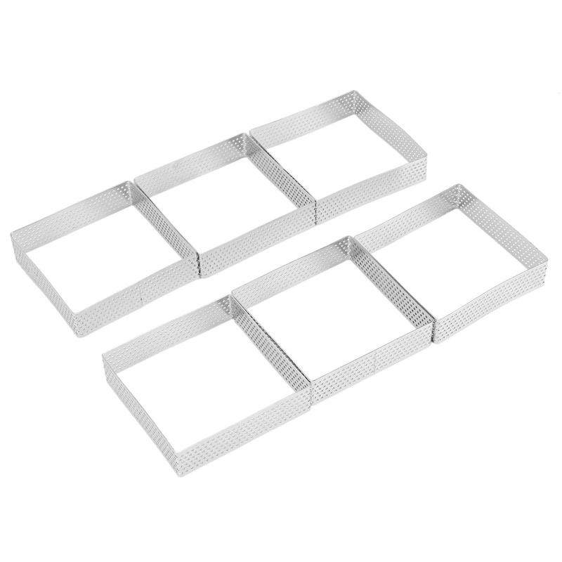 

6 шт. квадратное пористое кольцо-тарелка из нержавеющей стали, нижняя башня, форма для пирога, инструменты для выпечки, французская выпечка, ...