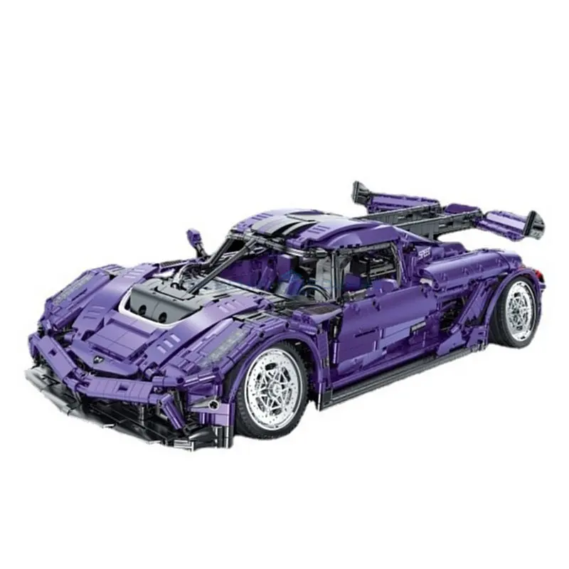 

The Dark Orchid Purple MOC 022014-1 Racing Car Model Building Blocks Bricks Furious Vehicle Toy Gift For Children Boys Aldult