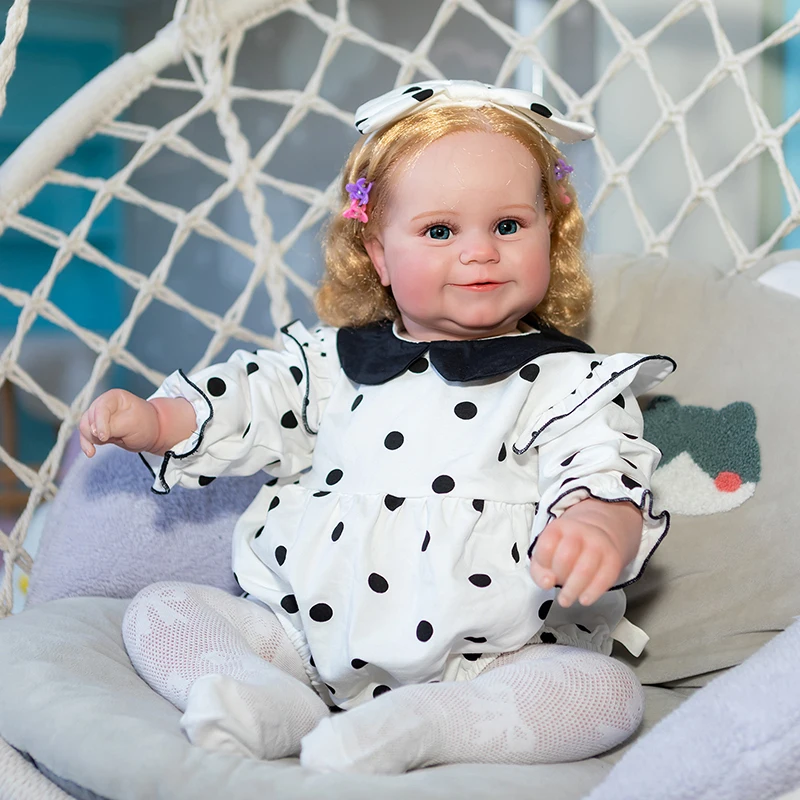 

60cm Reborn Baby Doll Princess Girl Baby Lifelike Real Soft Touch Maddie with Hand-Rooted Hair High Quality Handmade Art Doll