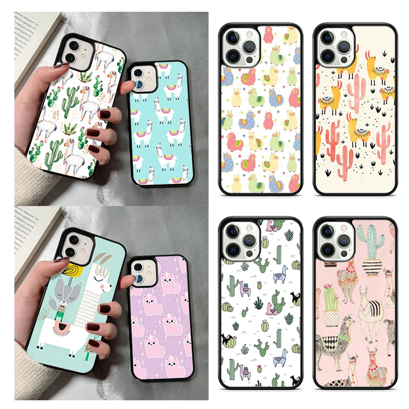 Чехол для телефона Kawaii Cute Llama Alpaca iPhone 14 15 16 13 12 Mini Max чехол Apple 11 Pro 6S 8 7 Plus SE2020 Coque
