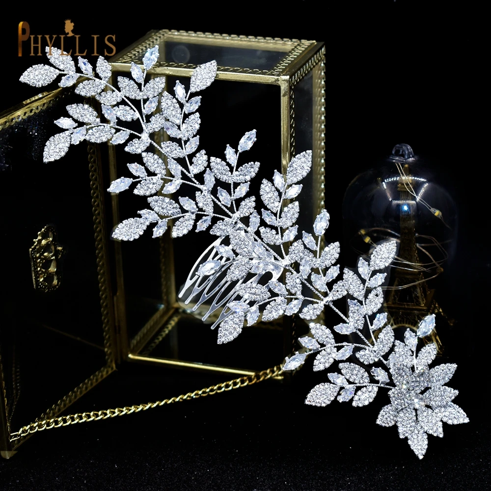 

A61 Rhinestone Bridal Hair Accessories Zircon Wedding Hair Comb for Women Tiara Head Pieces Hair Pins Party Jewelry Gift