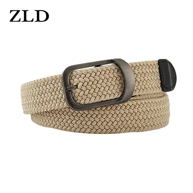 ZLD Men and Women Elastic Fabric Woven Casual Belt Pin Buckle Expandable Stretch canvas Simple and Stylish belt