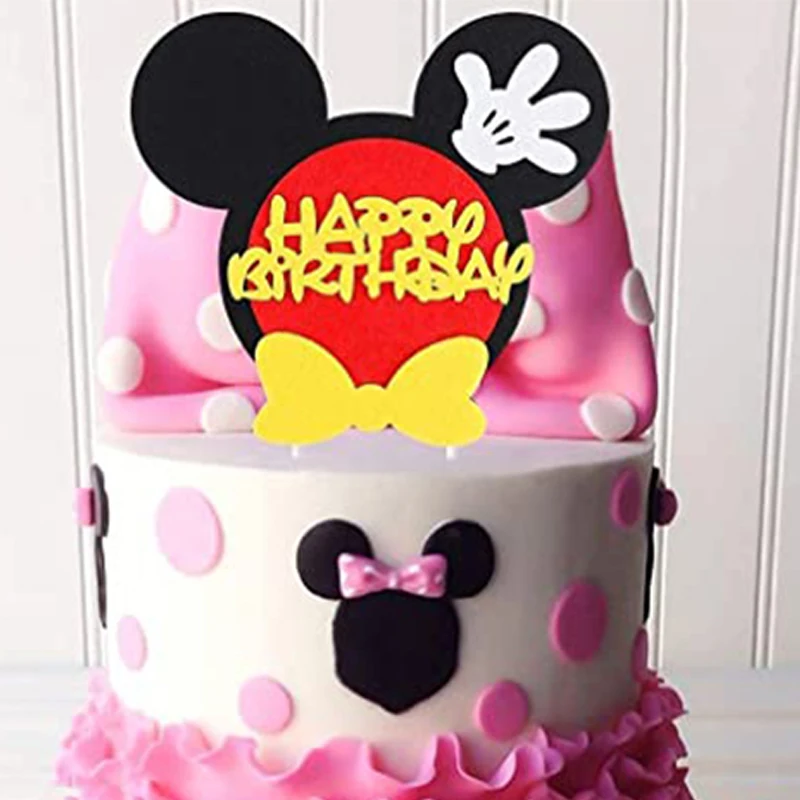 

9pc/lot Mickey mouse Birthday Party cake flag Cake Decoration Cake Topper Party Dessert Baby Shower Party Baking Supplies Set