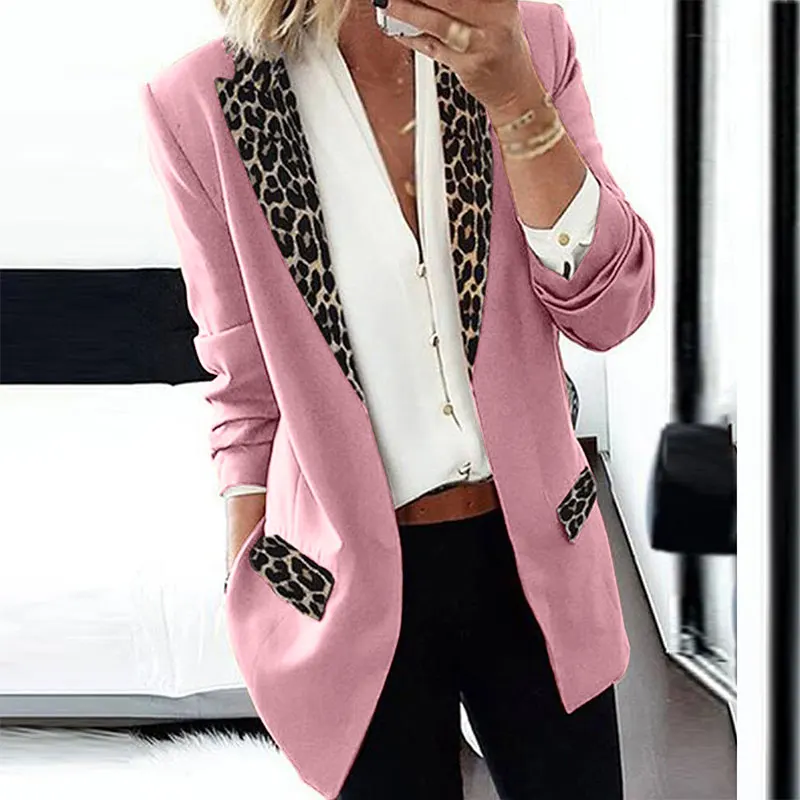 Women Fashion Blazers Spring Autumn Elegant Jacket Stylish Formal Office Lady Long Sleeve Solid Color Coat