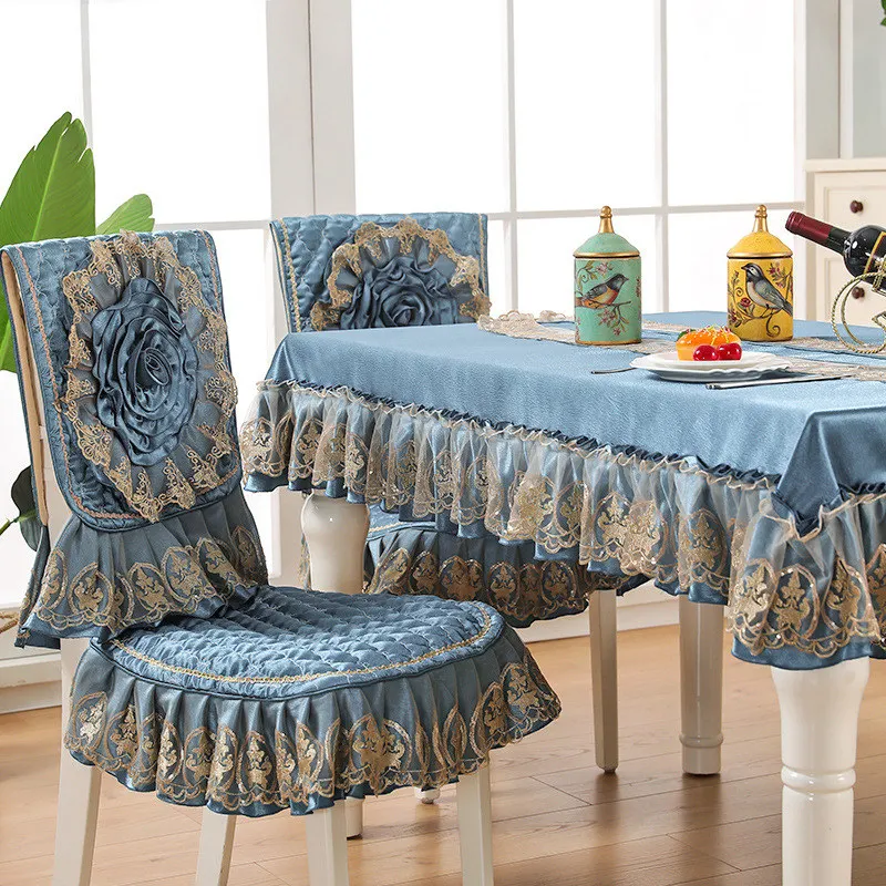 

Luxury Lace Tablecloth for Table Rectangular Round Dining Table Cover Birthday Party Fabric 3D Flower Chair Cover Set 150x200cm